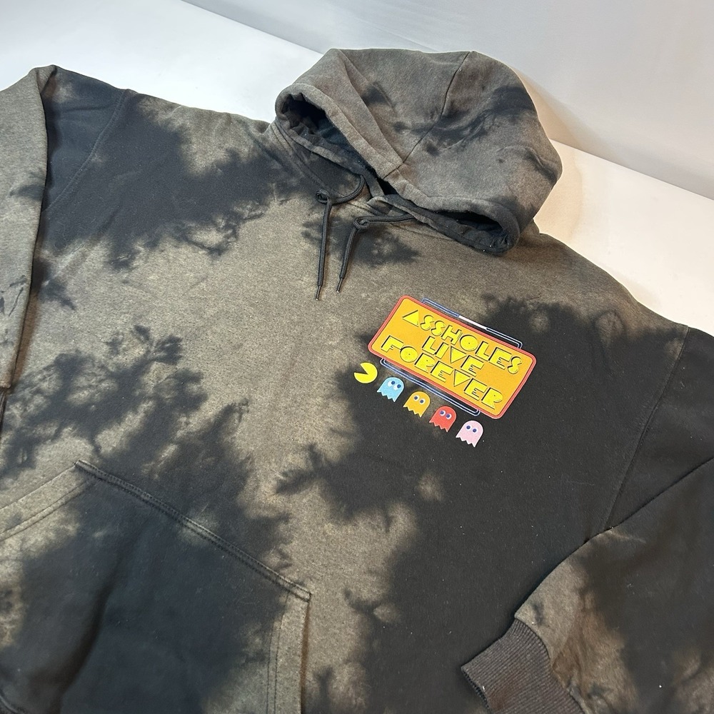 A%#holes Live Forever Pac Man Stash Something in Me Hoodie Men's Medium Black